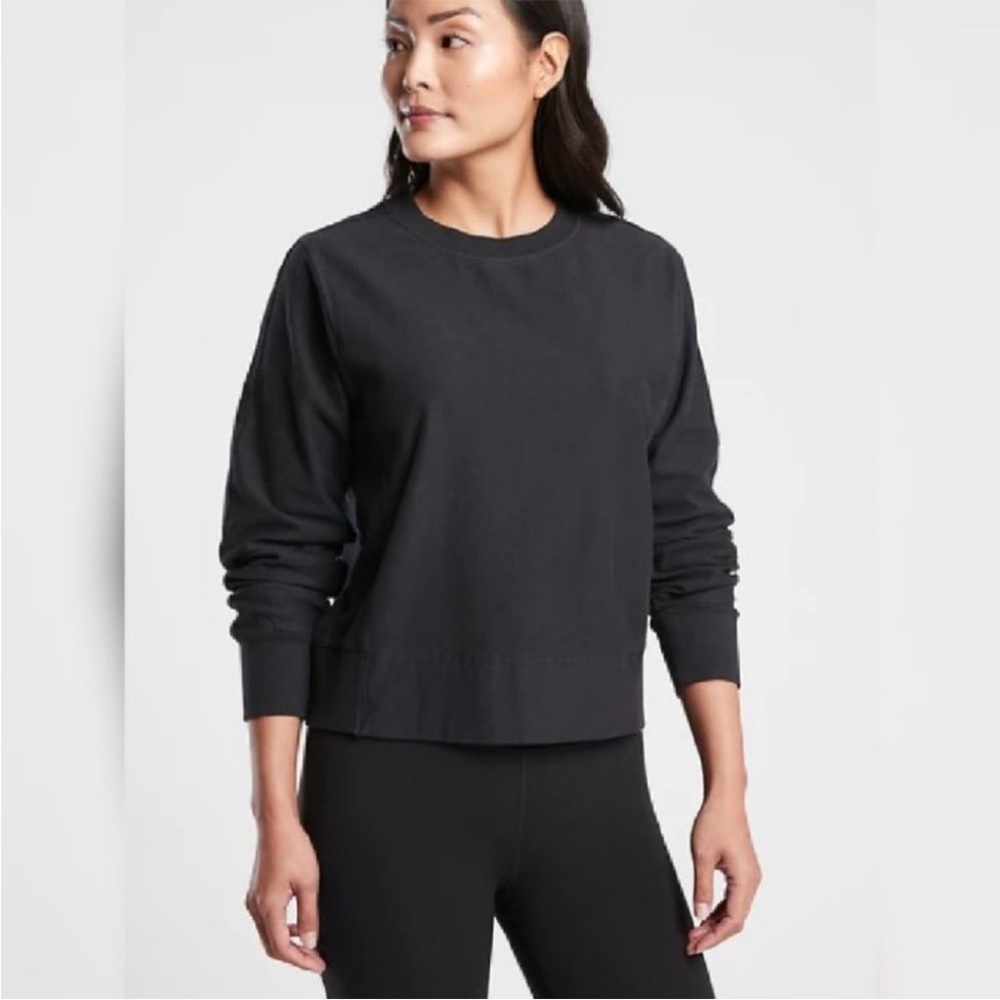 Athleta Farallon Garment Dye Sweatshirt Black Size Medium